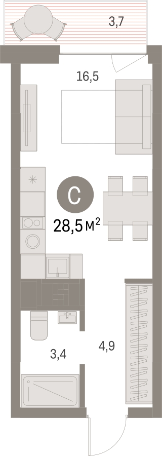 1-комнатная квартира (Студия) с отделкой в ЖК Первый квартал на 3 этаже в 1 секции. Сдача в 1 кв. 2025 г.