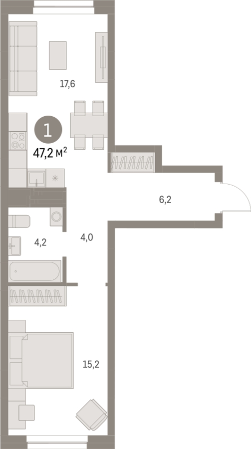 1-комнатная квартира (Студия) в ЖК Отрада на 4 этаже в 5 секции. Сдача в 2 кв. 2023 г.