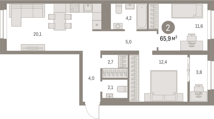 1-комнатная квартира (Студия) в ЖК Отрада на 11 этаже в 4 секции. Сдача в 2 кв. 2023 г.