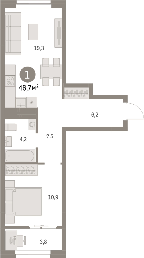 2-комнатная квартира с отделкой в ЖК Первый квартал на 7 этаже в 7 секции. Сдача в 1 кв. 2025 г.