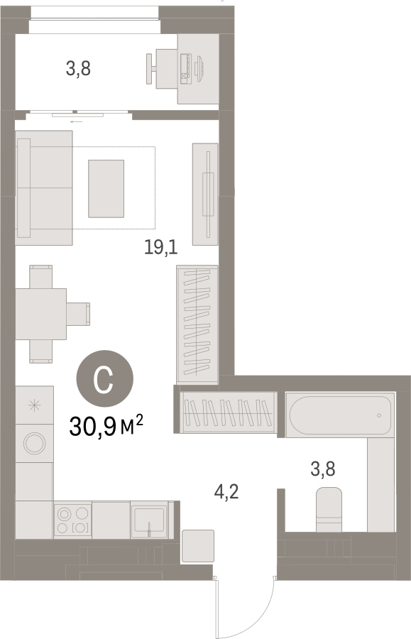 1-комнатная квартира с отделкой в ЖК Первый квартал на 4 этаже в 3 секции. Сдача в 1 кв. 2025 г.