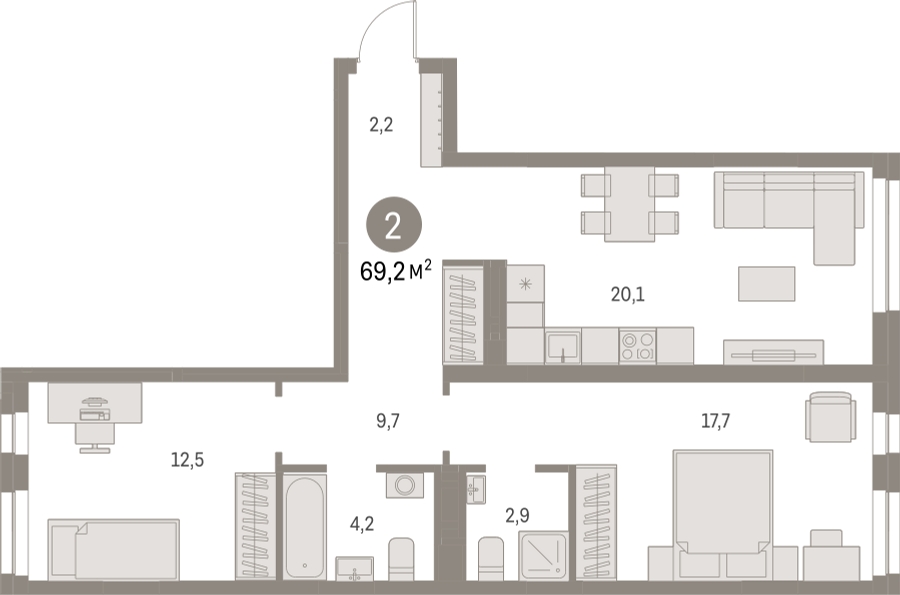 1-комнатная квартира с отделкой в ЖК Первый квартал на 4 этаже в 5 секции. Сдача в 1 кв. 2025 г.