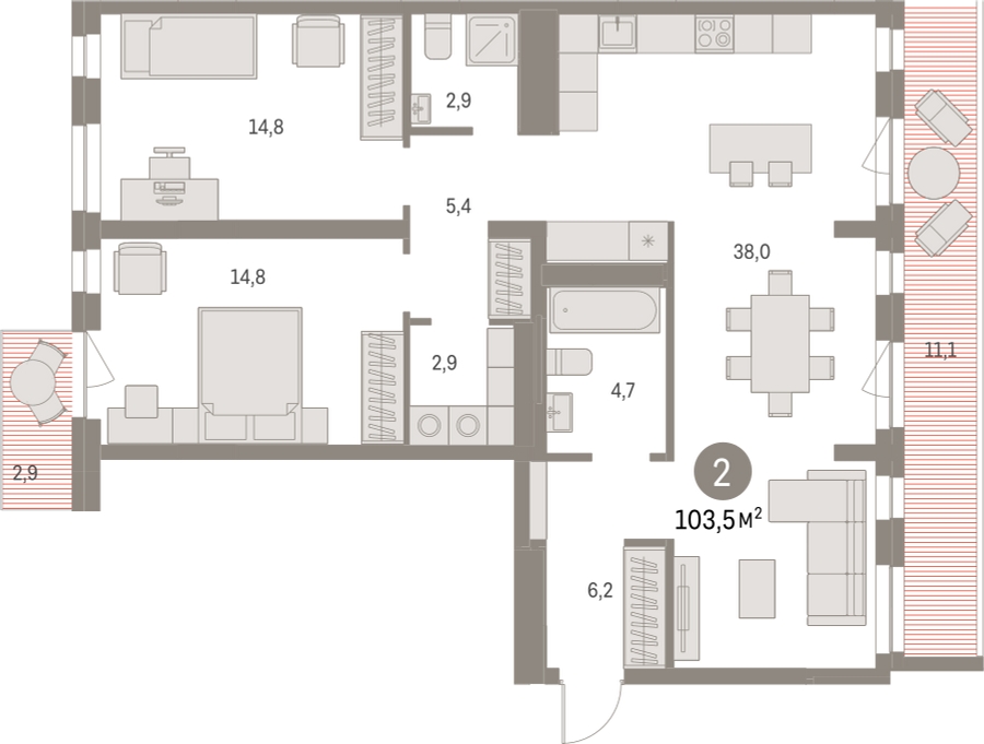 1-комнатная квартира (Студия) в ЖК Скандинавия на 18 этаже в 1 секции. Сдача в 4 кв. 2026 г.