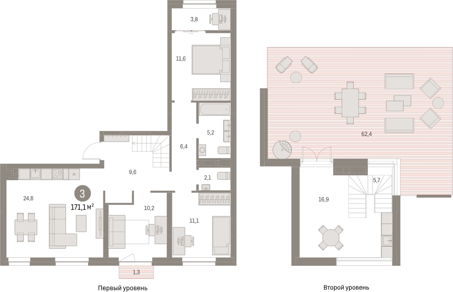 3-комнатная квартира с отделкой в ЖК Первый квартал на 6 этаже в 7 секции. Сдача в 1 кв. 2025 г.