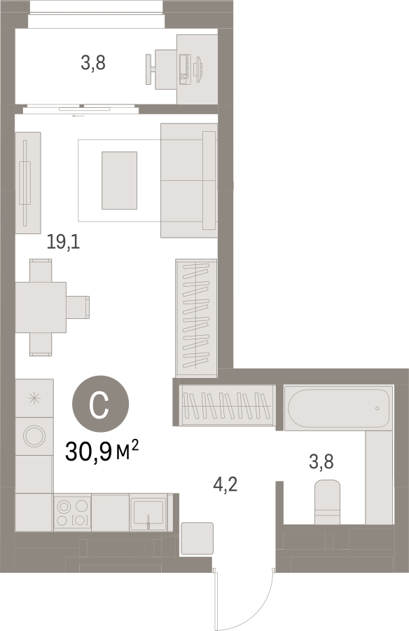 1-комнатная квартира (Студия) с отделкой в ЖК Саларьево Парк на 16 этаже в 1 секции. Сдача в 3 кв. 2026 г.