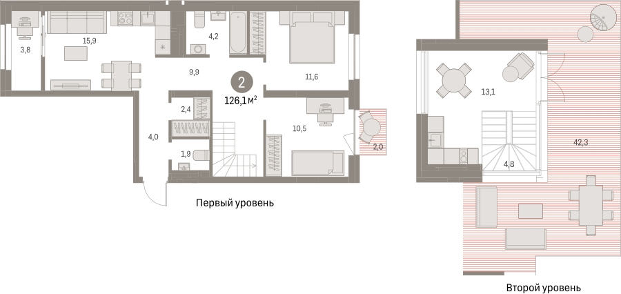 2-комнатная квартира с отделкой в ЖК Первый квартал на 6 этаже в 1 секции. Сдача в 1 кв. 2025 г.
