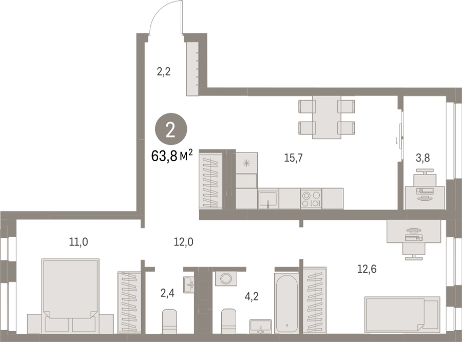 2-комнатная квартира с отделкой в ЖК Саларьево Парк на 13 этаже в 1 секции. Сдача в 3 кв. 2026 г.