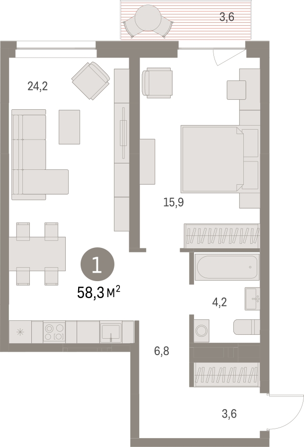 3-комнатная квартира с отделкой в ЖК Первый квартал на 8 этаже в 1 секции. Сдача в 1 кв. 2025 г.