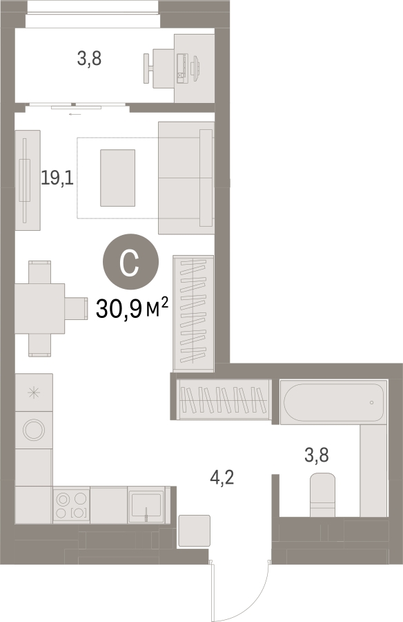 2-комнатная квартира с отделкой в ЖК Первый квартал на 1 этаже в 8 секции. Сдача в 1 кв. 2025 г.