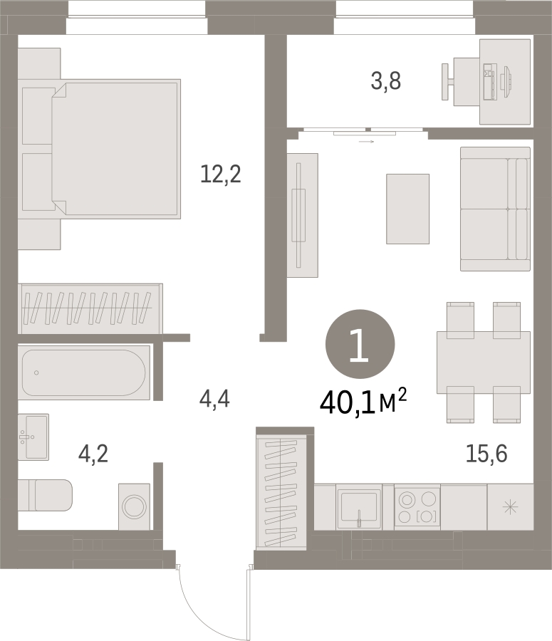 1-комнатная квартира с отделкой в ЖК Скандинавия на 10 этаже в 1 секции. Сдача в 4 кв. 2024 г.