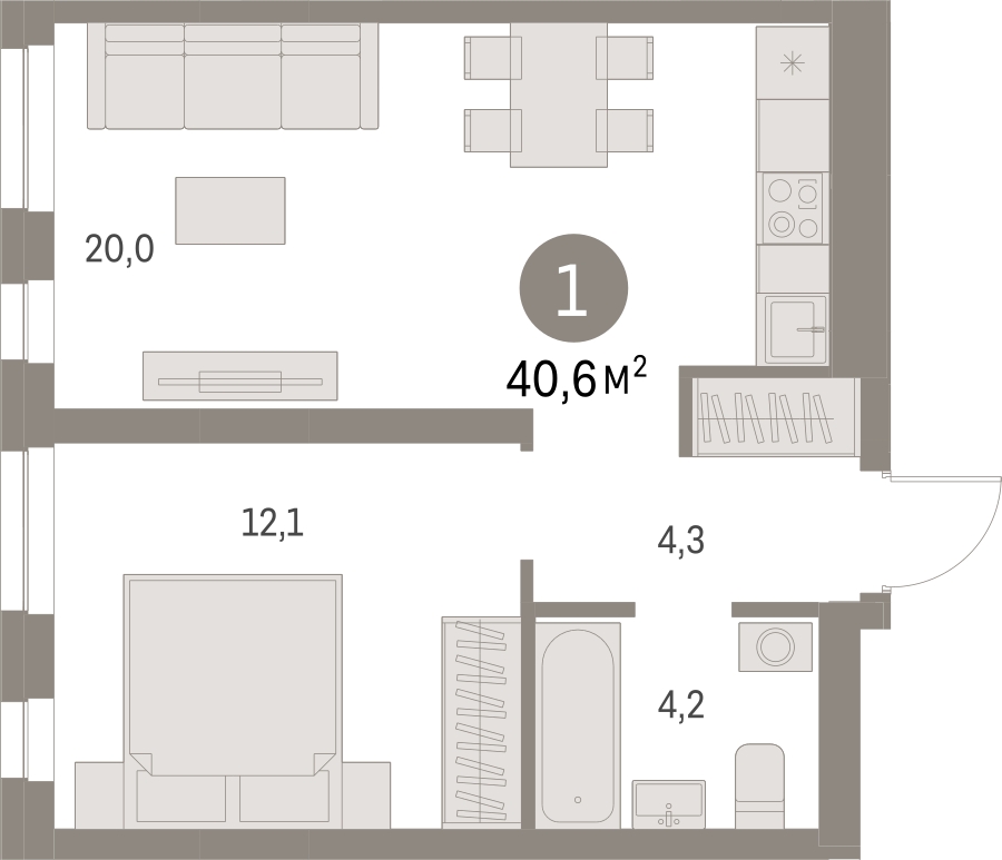 2-комнатная квартира с отделкой в ЖК Первый квартал на 3 этаже в 1 секции. Сдача в 1 кв. 2025 г.