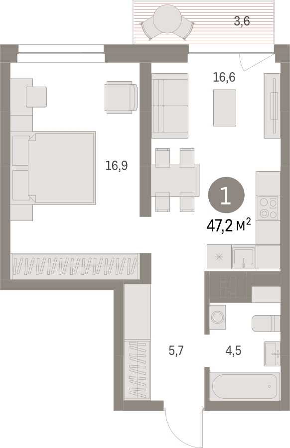 2-комнатная квартира с отделкой в ЖК Первый квартал на 1 этаже в 8 секции. Сдача в 1 кв. 2025 г.