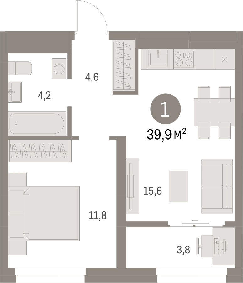 2-комнатная квартира в ЖК Триколор на 37 этаже в 1 секции. Дом сдан.