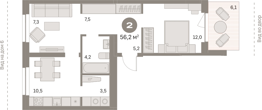 2-комнатная квартира в ЖК Загорье на 8 этаже в 1 секции. Дом сдан.