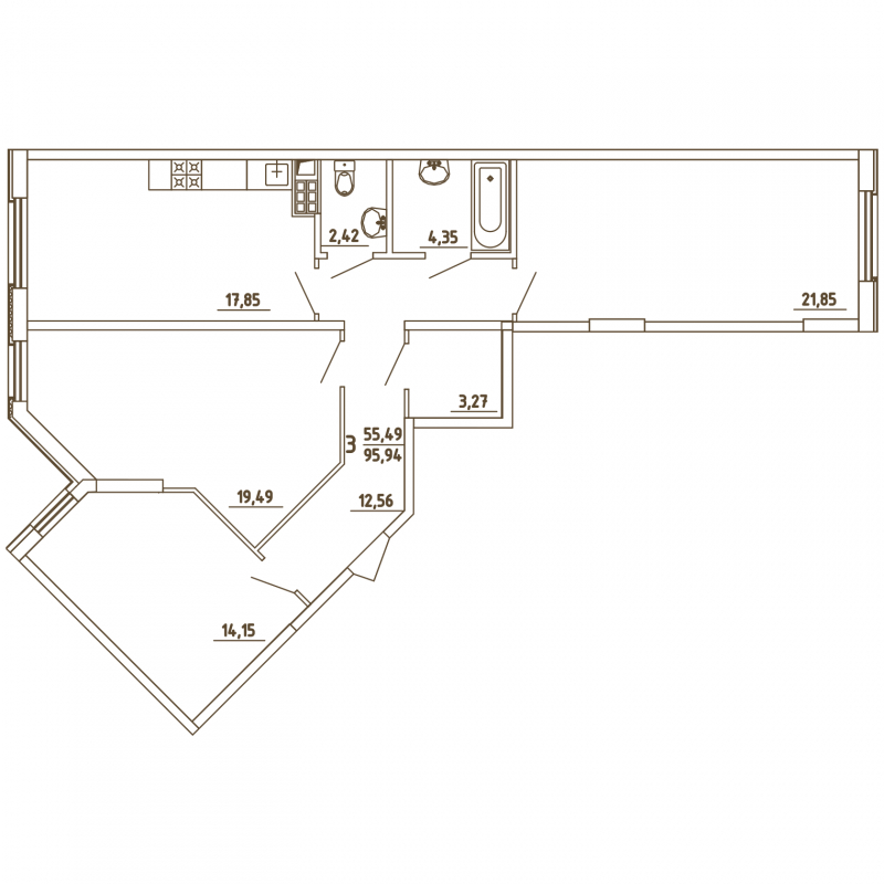 1-комнатная квартира (Студия) с отделкой в ЖК Первый квартал на 5 этаже в 1 секции. Сдача в 1 кв. 2025 г.