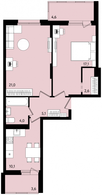 1-комнатная квартира (Студия) с отделкой в ЖК Первый квартал на 4 этаже в 1 секции. Сдача в 1 кв. 2025 г.