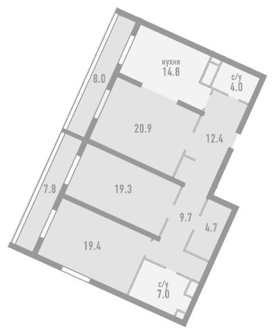 3-комнатная квартира с отделкой в ЖК VESNA на 7 этаже в 2 секции. Сдача в 4 кв. 2022 г.