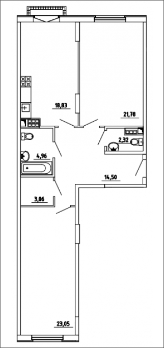 2-комнатная квартира с отделкой в ЖК Первый квартал на 7 этаже в 1 секции. Сдача в 1 кв. 2025 г.