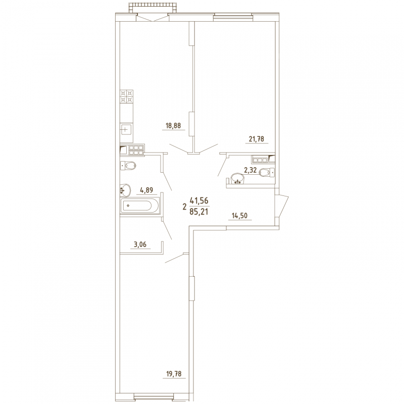 2-комнатная квартира с отделкой в ЖК Грибовский лес на 4 этаже в 12А1 секции. Сдача в 2 кв. 2020 г.