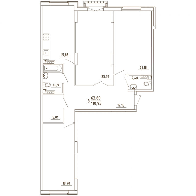 3-комнатная квартира с отделкой в ЖК Грибовский лес на 3 этаже в 4Б секции. Сдача в 2 кв. 2020 г.