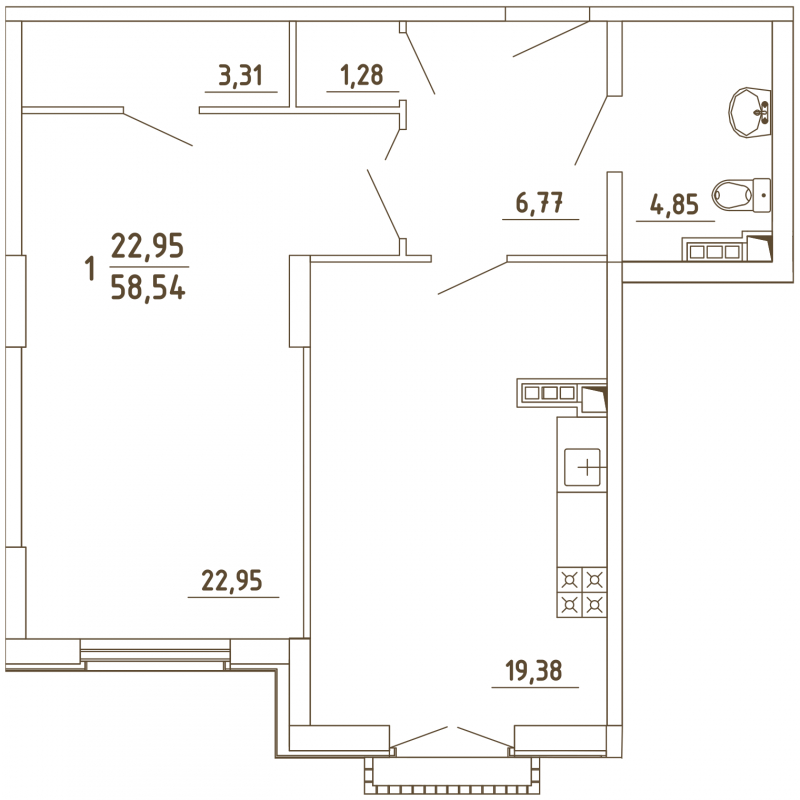 1-комнатная квартира с отделкой в ЖК Первый квартал на 2 этаже в 3 секции. Сдача в 1 кв. 2025 г.