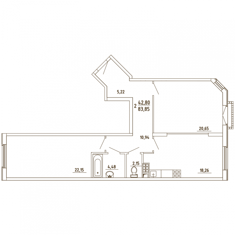 1-комнатная квартира с отделкой в ЖК Первый квартал на 5 этаже в 3 секции. Сдача в 1 кв. 2025 г.