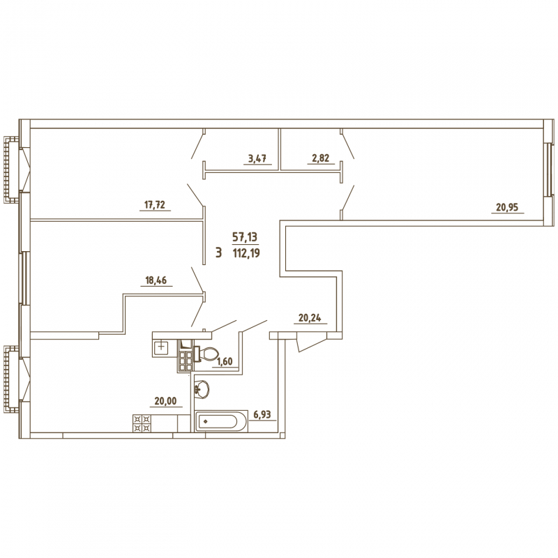 3-комнатная квартира с отделкой в ЖК Грибовский лес на 1 этаже в 13Д секции. Сдача в 2 кв. 2020 г.
