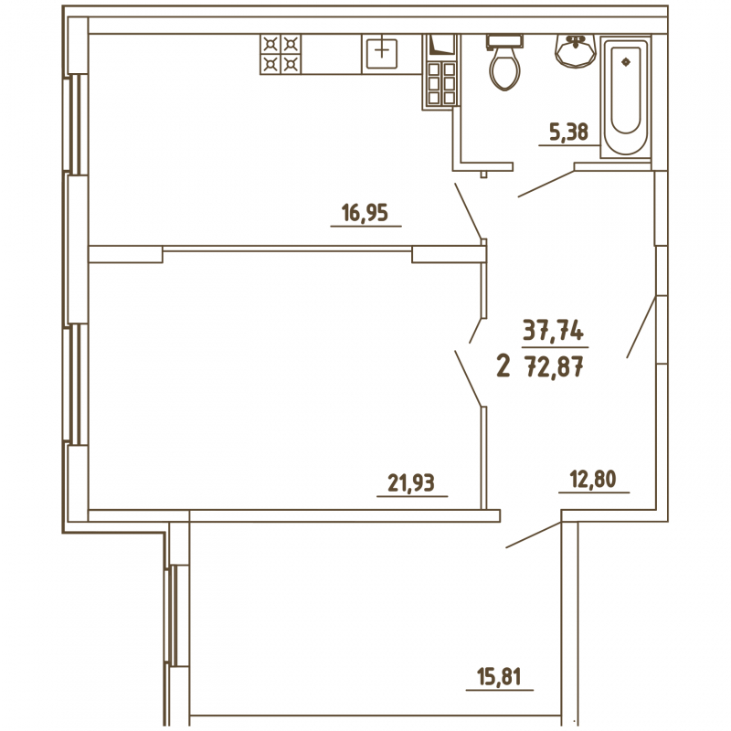3-комнатная квартира в ЖК Грибовский лес на 2 этаже в 10Б1 секции. Сдача в 2 кв. 2020 г.