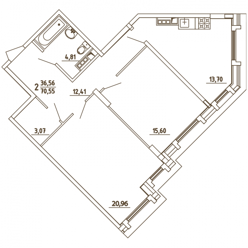 2-комнатная квартира с отделкой в ЖК Грибовский лес на 4 этаже в 9А1 секции. Сдача в 2 кв. 2020 г.