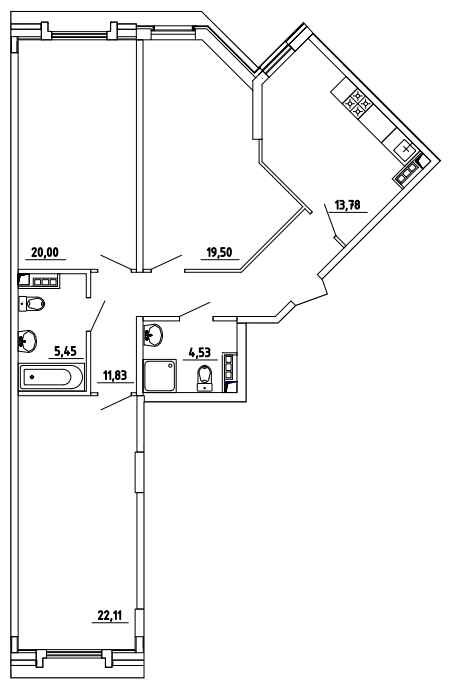 3-комнатная квартира с отделкой в ЖК Green Park на 20 этаже в 2 секции. Сдача в 1 кв. 2024 г.