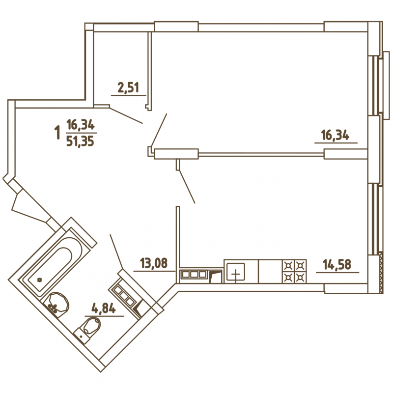 1-комнатная квартира с отделкой в ЖК Green Park на 4 этаже в 3 секции. Сдача в 1 кв. 2024 г.