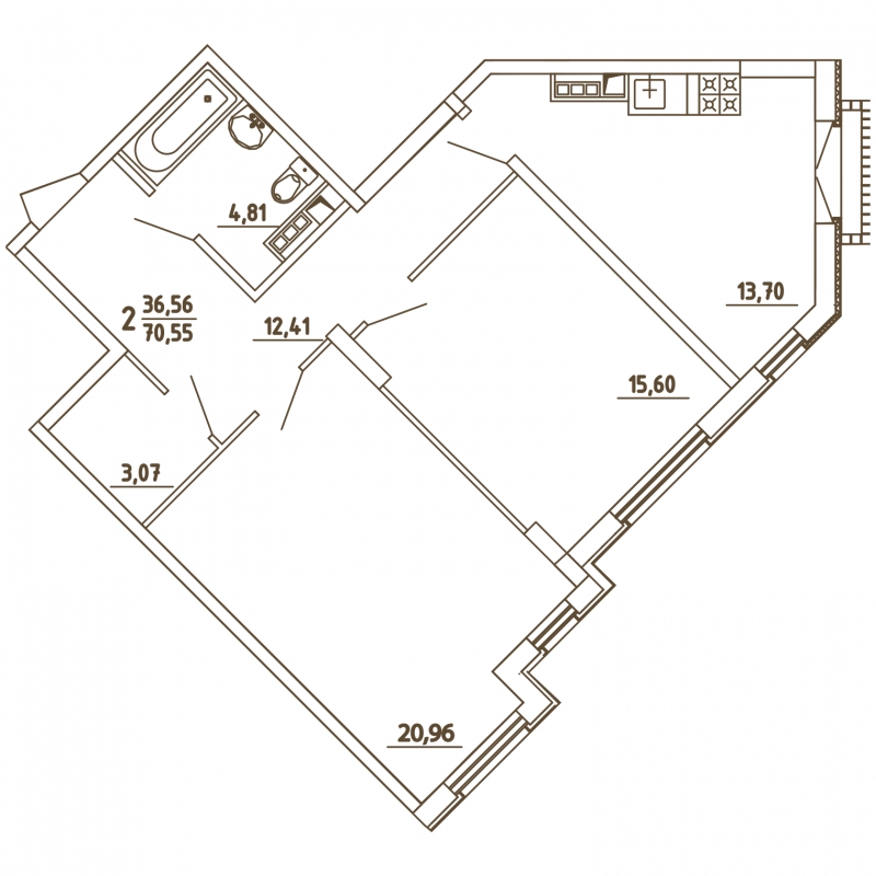 2-комнатная квартира с отделкой в ЖК Грибовский лес на 3 этаже в 8Е секции. Сдача в 2 кв. 2020 г.