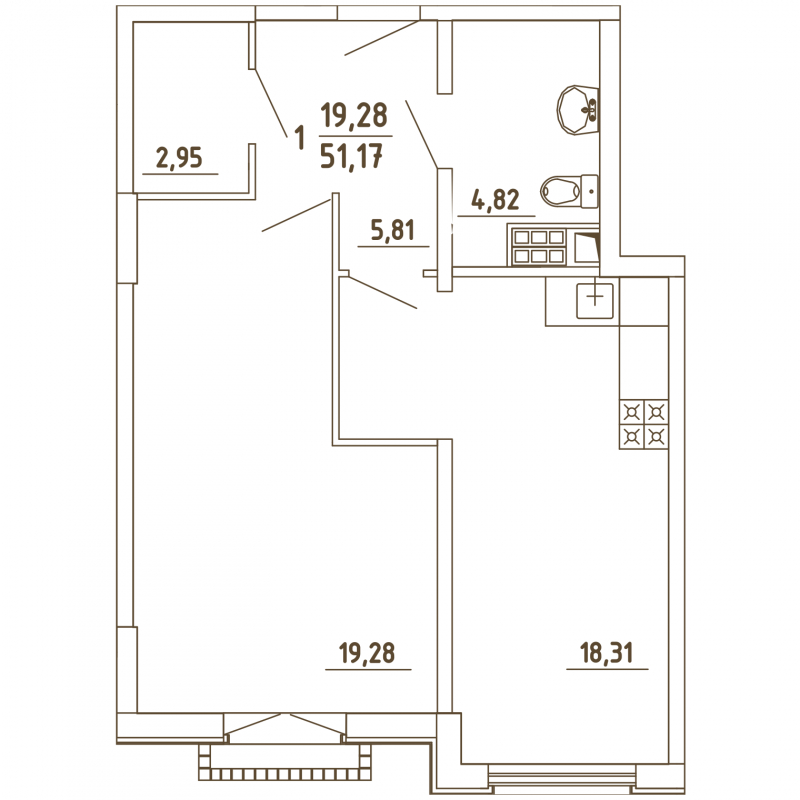 1-комнатная квартира (Студия) с отделкой в ЖК Green Park на 15 этаже в 8 секции. Сдача в 1 кв. 2024 г.