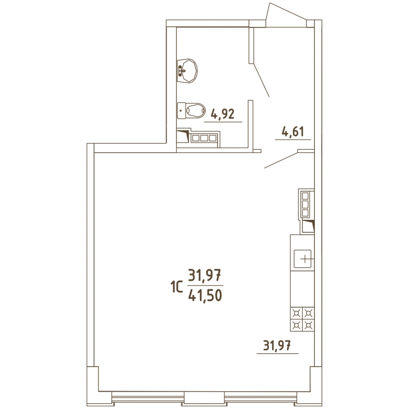 1-комнатная квартира (Студия) с отделкой в ЖК Грибовский лес на 3 этаже в 10Б1 секции. Сдача в 2 кв. 2020 г.