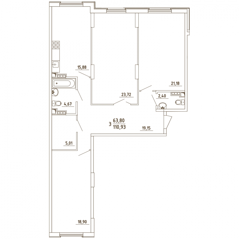 3-комнатная квартира с отделкой в ЖК Грибовский лес на 1 этаже в 10Б1 секции. Сдача в 2 кв. 2020 г.