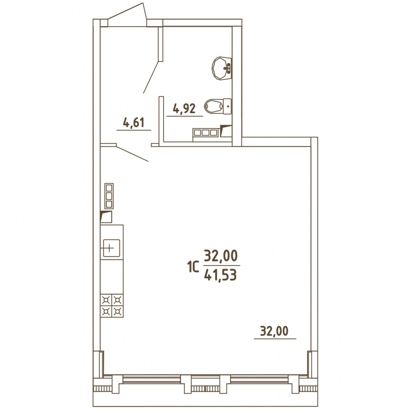 1-комнатная квартира в ЖК Грибовский лес на 1 этаже в 7Г секции. Сдача в 2 кв. 2020 г.