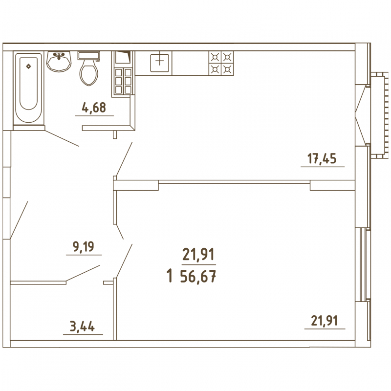 2-комнатная квартира с отделкой в ЖК Саларьево Парк на 15 этаже в 2 секции. Сдача в 3 кв. 2026 г.