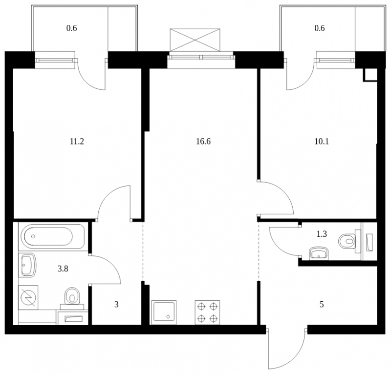 2-комнатная квартира в ЖК Грибовский лес на 2 этаже в 12А1 секции. Сдача в 2 кв. 2020 г.