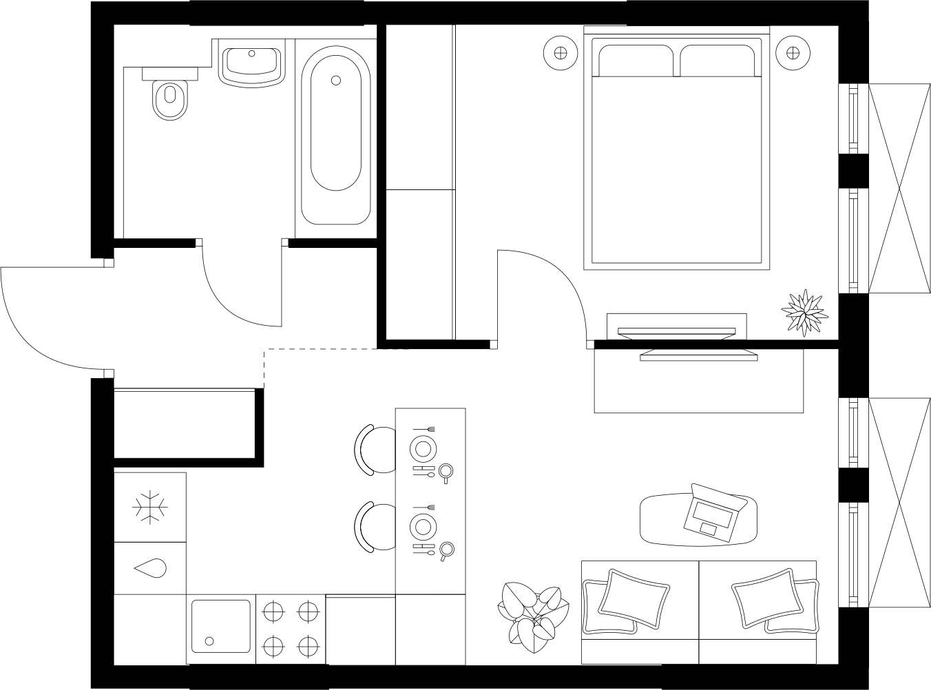 1-комнатная квартира (Студия) с отделкой в ЖК Саларьево Парк на 12 этаже в 1 секции. Сдача в 3 кв. 2026 г.