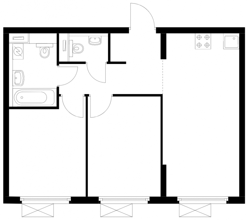 2-комнатная квартира с отделкой в ЖК Первый квартал на 6 этаже в 6 секции. Сдача в 1 кв. 2025 г.