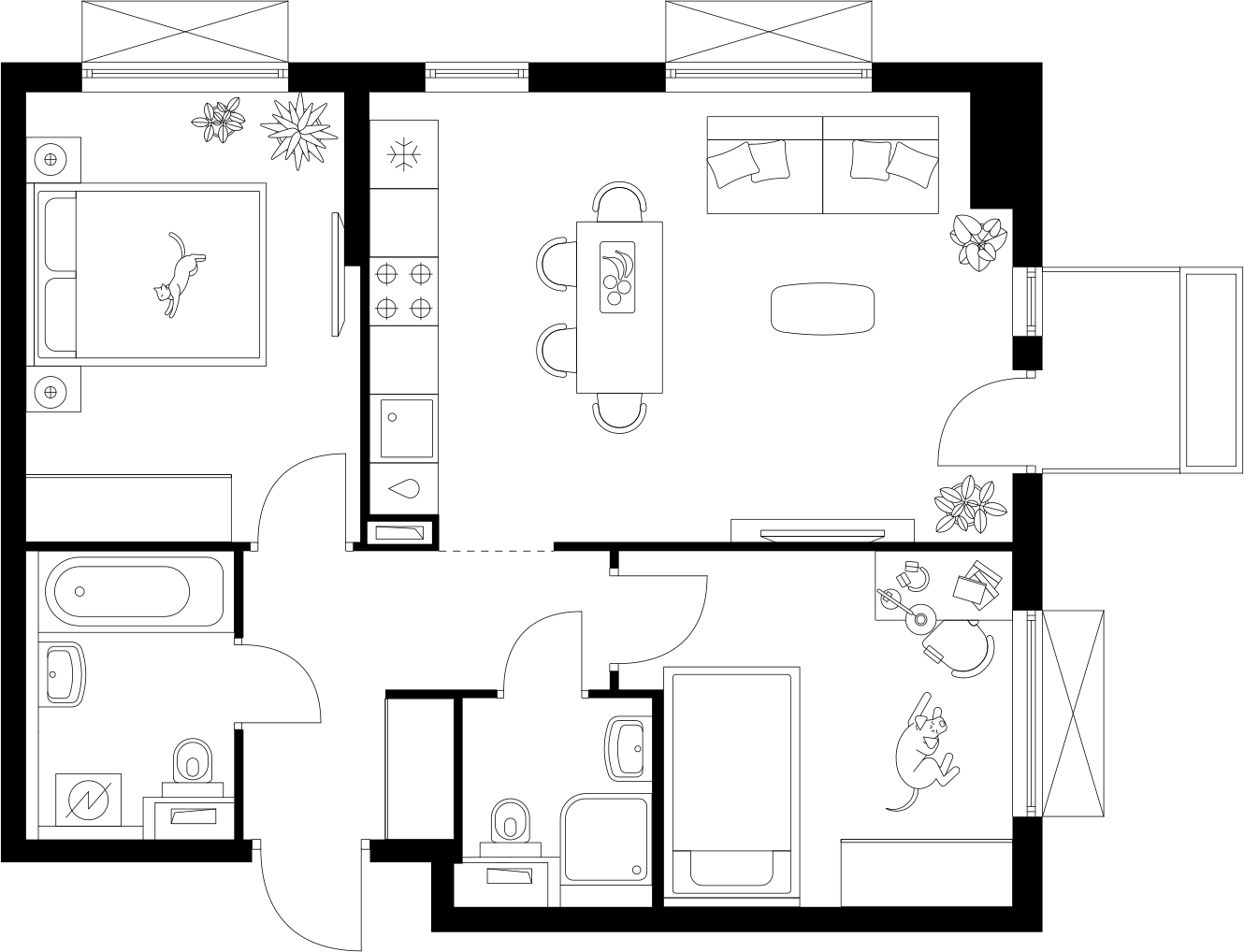 3-комнатная квартира с отделкой в ЖК Бунинские луга на 8 этаже в 2 секции. Сдача в 1 кв. 2025 г.