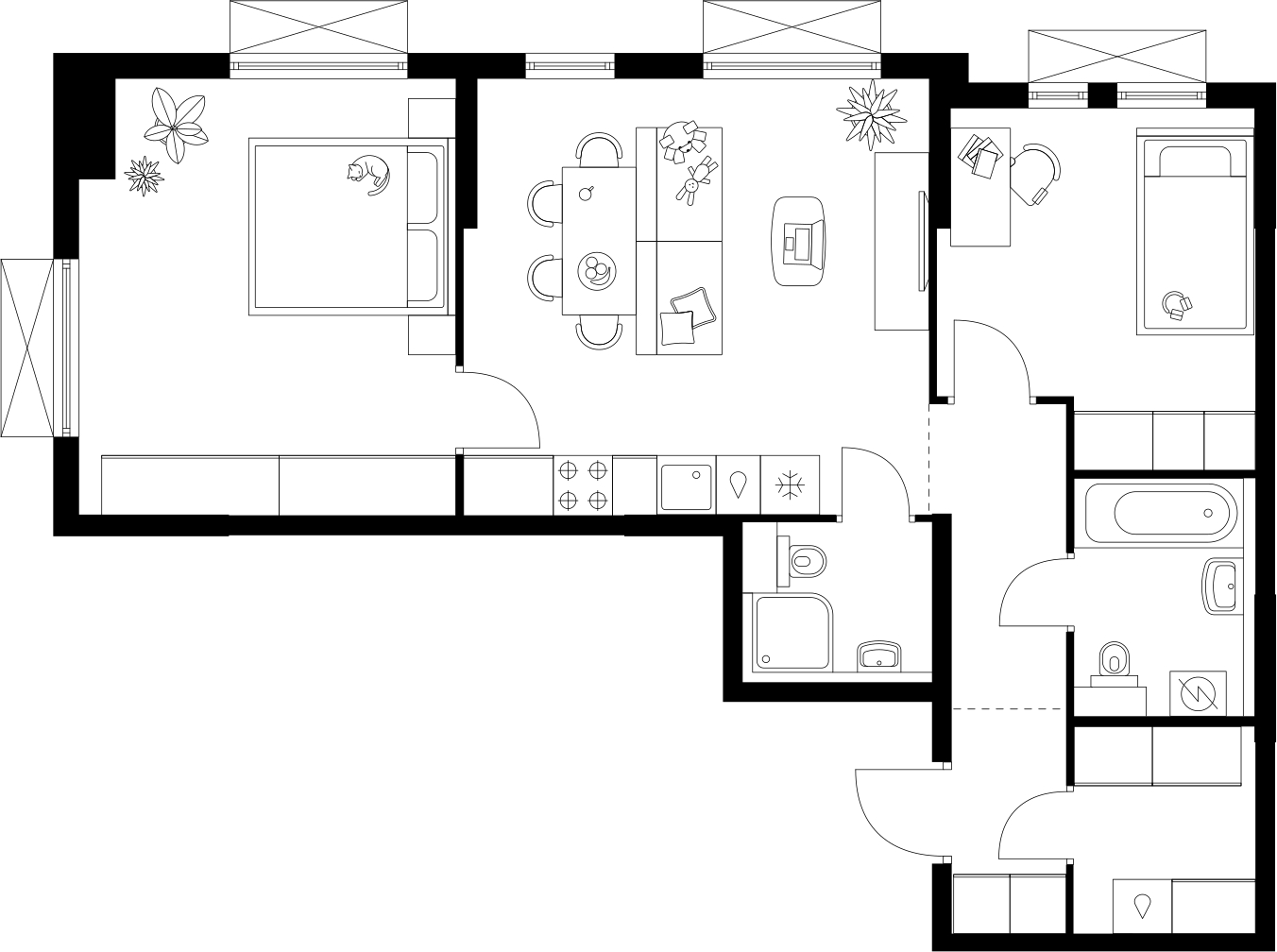 2-комнатная квартира с отделкой в ЖК Бунинские луга на 16 этаже в 1 секции. Сдача в 1 кв. 2025 г.