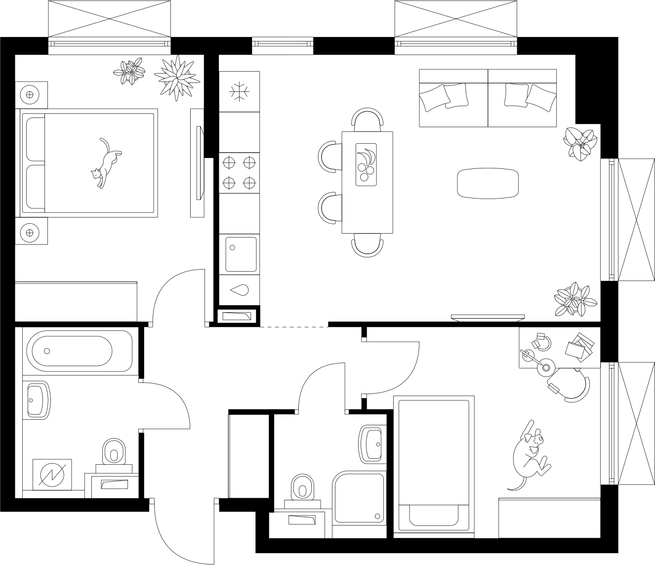 2-комнатная квартира с отделкой в ЖК Бунинские луга на 15 этаже в 1 секции. Сдача в 2 кв. 2024 г.