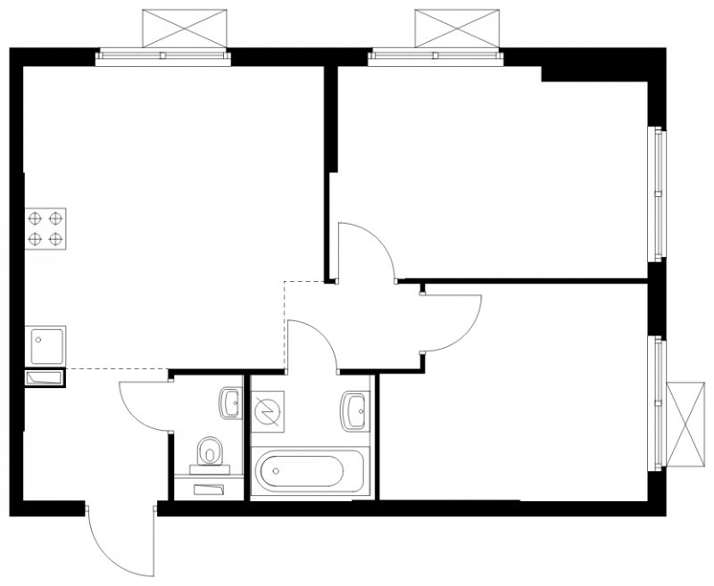 2-комнатная квартира с отделкой в ЖК Бунинские луга на 2 этаже в 1 секции. Сдача в 2 кв. 2024 г.