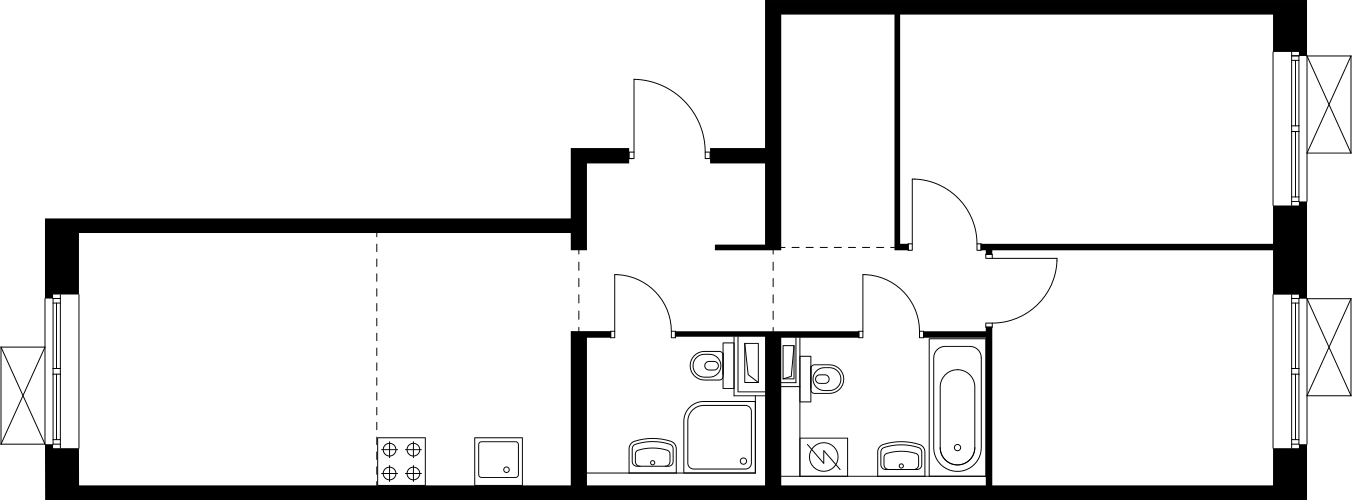 3-комнатная квартира с отделкой в ЖК Бунинские луга на 7 этаже в 1 секции. Сдача в 2 кв. 2024 г.