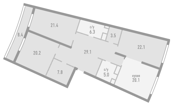 3-комнатная квартира с отделкой в ЖК VESNA на 9 этаже в 2 секции. Сдача в 4 кв. 2022 г.
