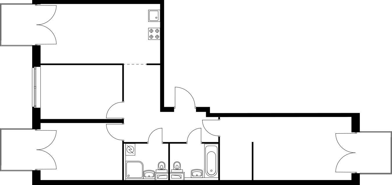 2-комнатная квартира в ЖК Грибовский лес на 2 этаже в 12А1 секции. Сдача в 2 кв. 2020 г.