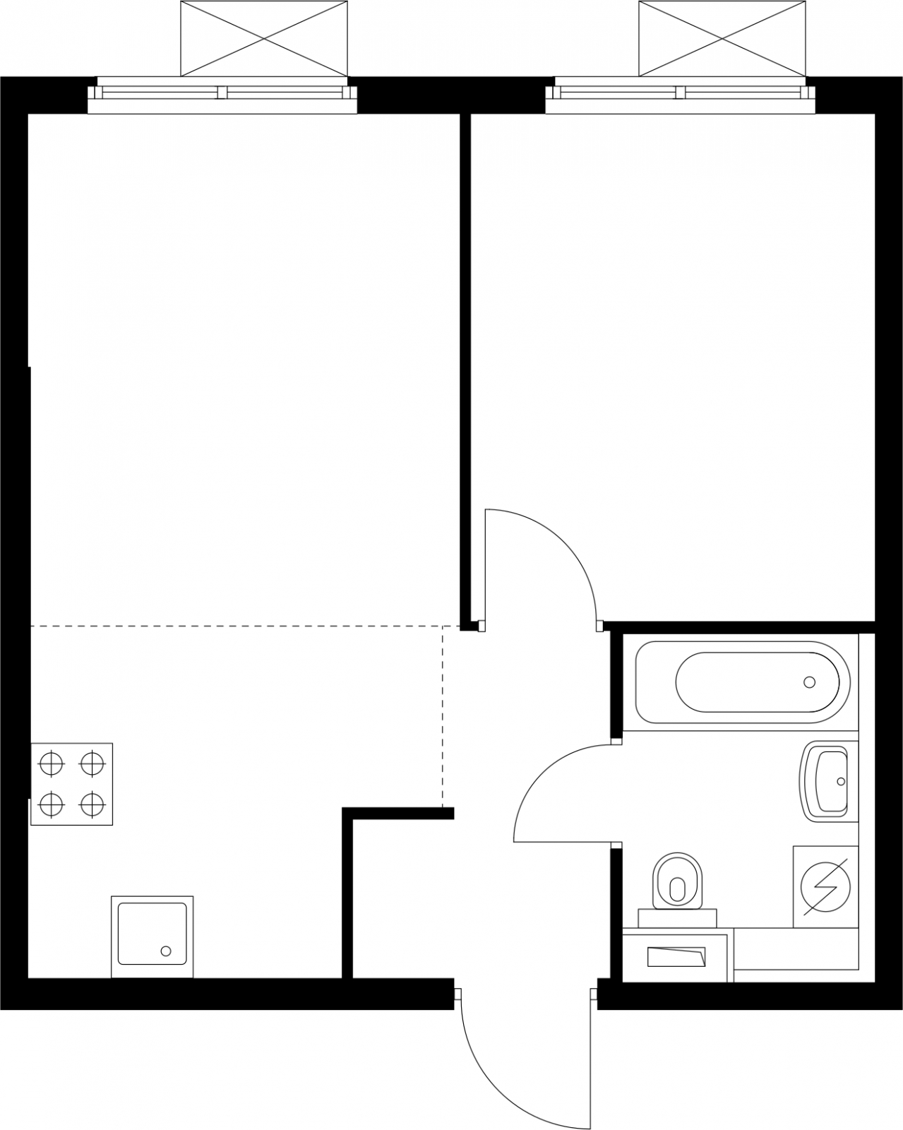 1-комнатная квартира (Студия) с отделкой в ЖК Бунинские луга на 13 этаже в 3 секции. Сдача в 1 кв. 2025 г.