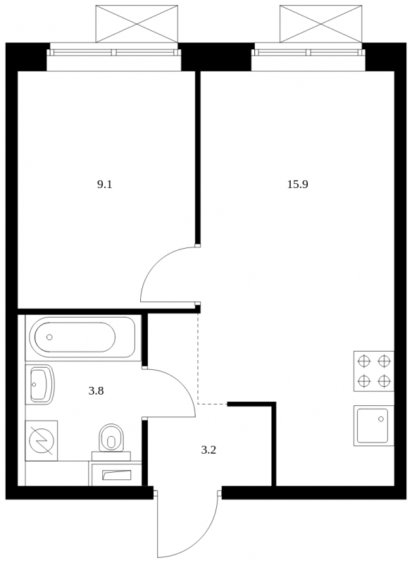 2-комнатная квартира с отделкой в ЖК Бунинские луга на 2 этаже в 4 секции. Сдача в 4 кв. 2024 г.