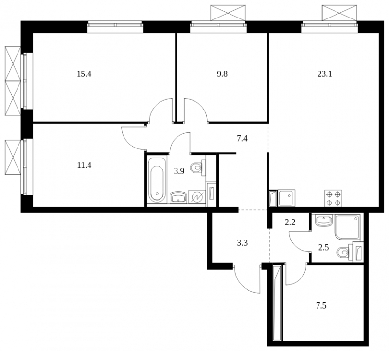 3-комнатная квартира с отделкой в ЖК Бунинские луга на 16 этаже в 1 секции. Сдача в 1 кв. 2025 г.